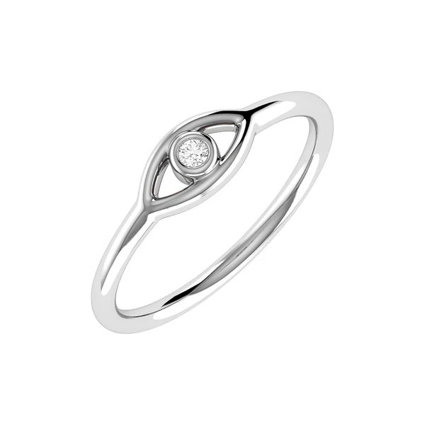 Evil Eye Ring 14k Solid Gold 0.05ctw 