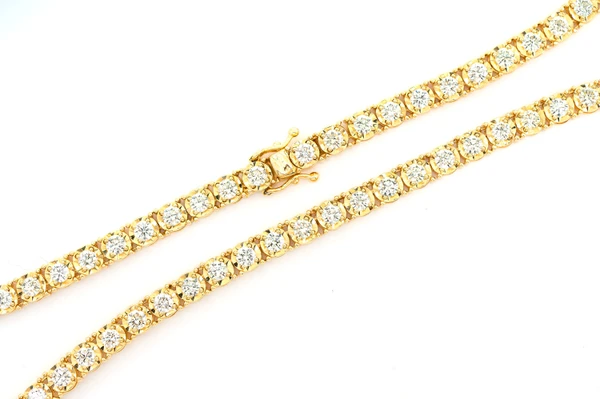 10pt Miracle-Set Diamond Necklace 14k Solid Gold 9.50ctw