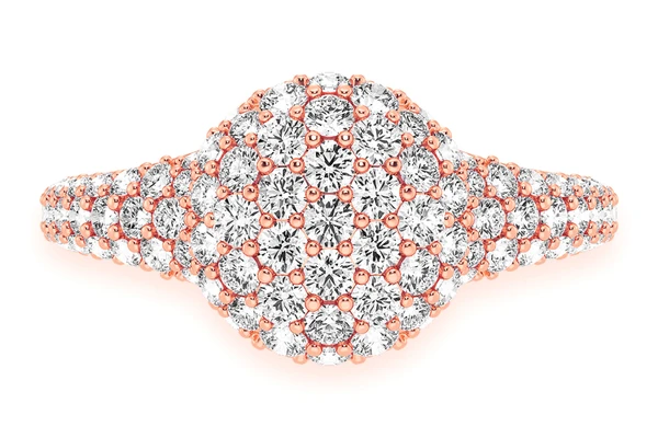 Dome Diamond Ring 14k Solid Gold 0.90ctw