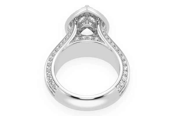 Monst - 2.00ct Pear Solitaire - Three Row Graduated Split Halo - Diamond Engagement Ring - All Natural