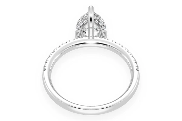 Thinn - 1.50ct Pear Solitaire -one Row Under Halo - Diamond Engagement Ring - All Natural