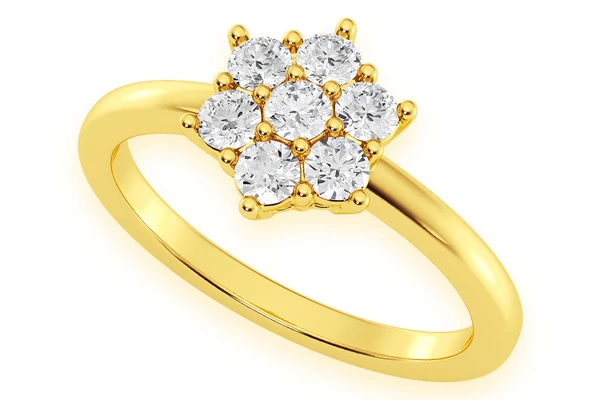 Flower Diamond Ring 14k Solid Gold 0.50ctw
