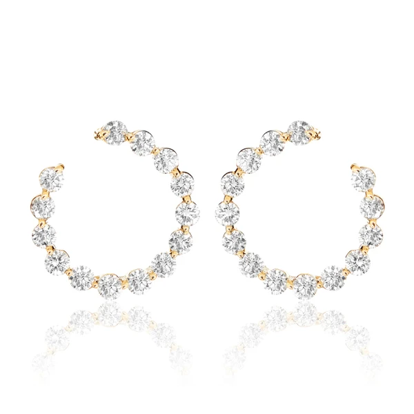 Diamond Circle Stud Earrings 14k Solid Gold 1.80ctw 