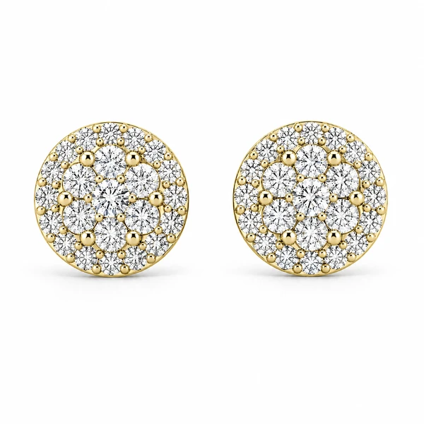 Halo Flower Stud Earrings 14k   3.00ctw