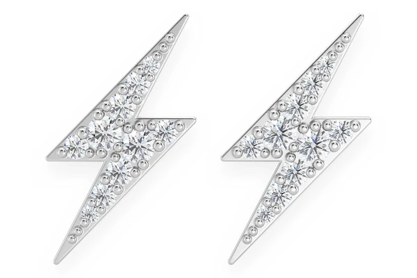 Lightning Bolt Stud Diamond Earrings 14k Solid Gold 0.25ctw