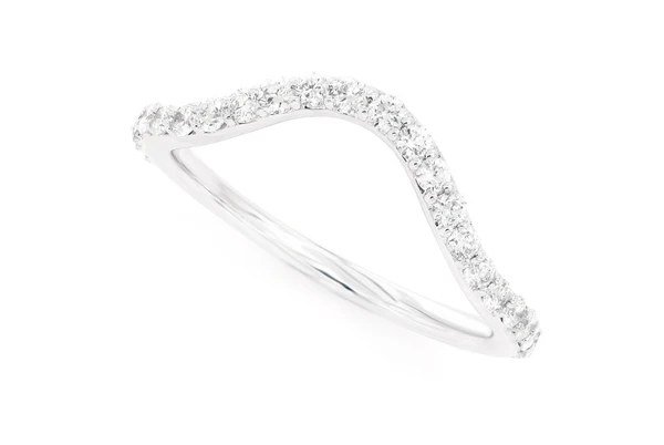 Pitch D Curved Diamond Band 14k Solid Gold 0.40ctw