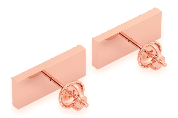 Icebox Bar Logo Stud Diamond Earrings 14k Solid Gold 0.20ctw