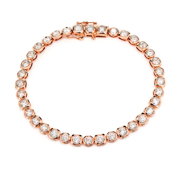 10pt Bezel Set Diamond Bracelet 14k Solid Gold 3.85ctw 