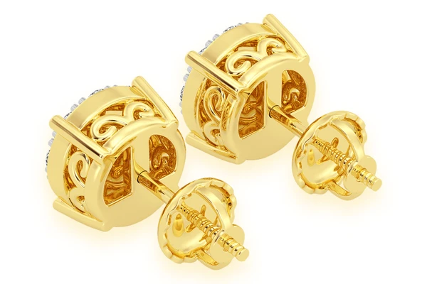 0.75ctw Mosaic Stud Diamond Earrings 14k Solid Gold 
