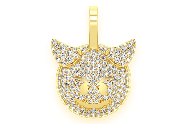Devil Emoji Diamond Pendant 14k Solid Gold 0.50ctw