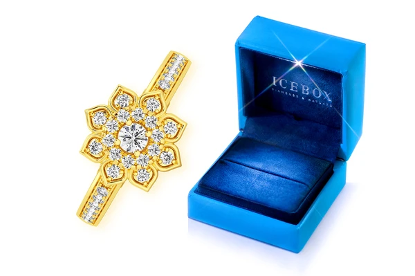 0.40ctw - Pointy Floral - Diamond Engagement Ring - All Natural