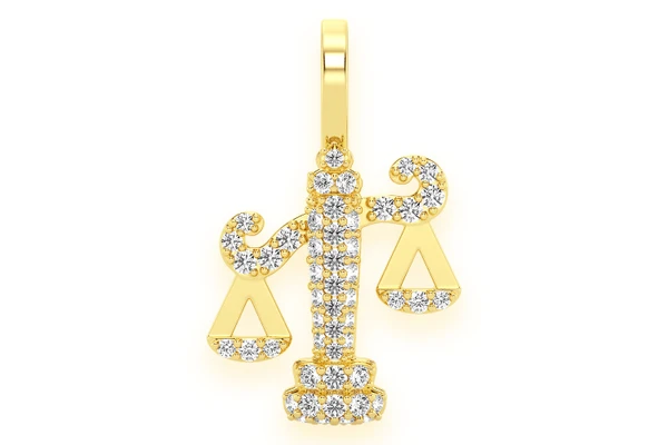 Balance Scale Diamond Pendant 14k Solid Gold 0.30ctw