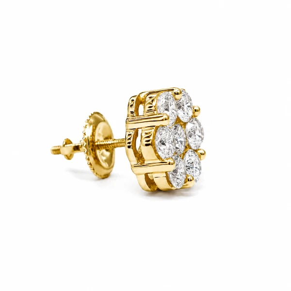 Flower Stud Earrings 14k   2.00ctw