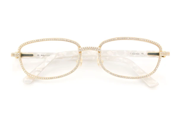 Cartier Glasses Iced Out Diamond Rims - 3.50ctw - Yellow Gold