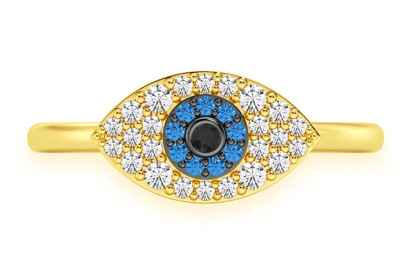 Evil Eye Diamond Ring 14k Solid Gold 0.20ctw 