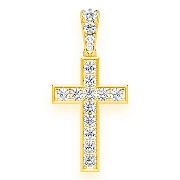 Miracle Set Cross Diamond Pendant 14k Solid Gold 0.25ctw