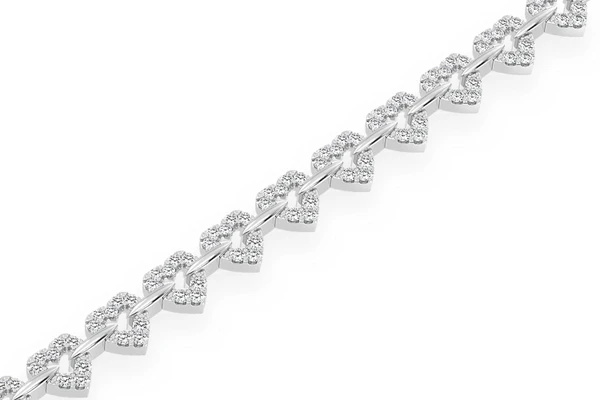Heart Shape Diamond Bracelet 14k Solid Gold 2.35ctw