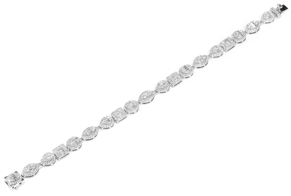 Baguette And Round Multi Shape Link Diamond Bracelet 14k Solid Gold 4.00ctw 