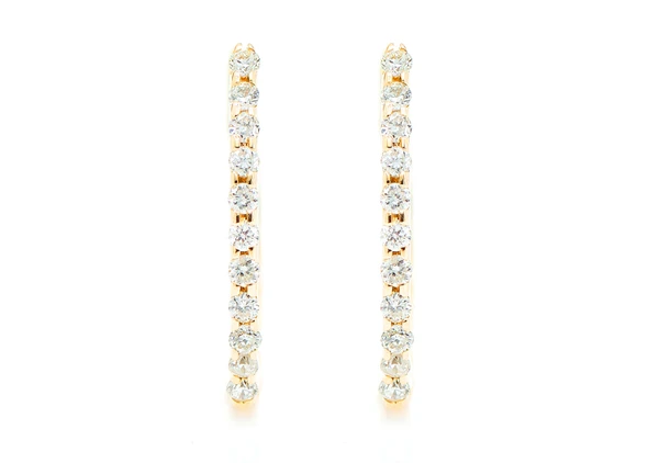 Oval Half Huggie Hoop Diamond Earrings 14k Solid Gold 0.10ctw