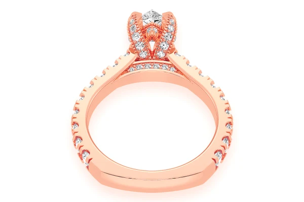 Thinn - 1.50ct Pear Solitaire - Single Row Scallop - Diamond Engagement Ring - All Natural