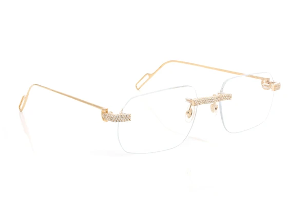 Cartier Glasses Iced Out Diamond Rimless - 1.15ctw - Yellow Gold
