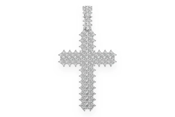 Jagged Cross Diamond Pendant 14k Solid Gold 10.00ctw