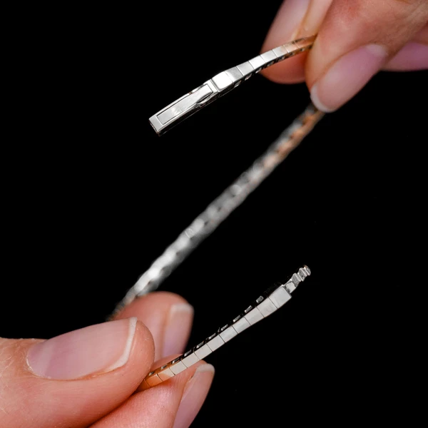 Pointed Square Diamond Flex Bangle Bracelet 14k Solid Gold 0.19ctw