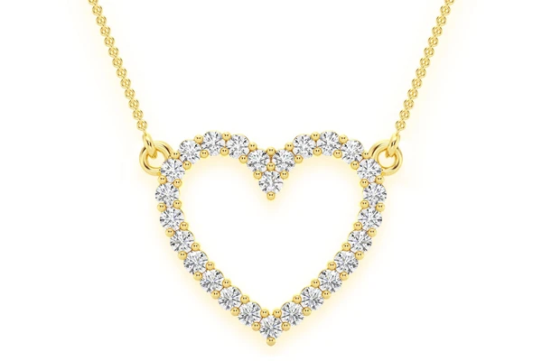 Open Heart Diamond Necklace Connected 14k Solid Gold 0.35ctw