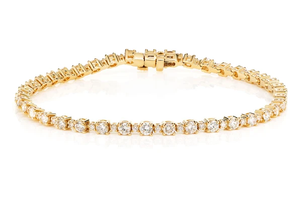 Basket Set Diamond Link Bracelet 14k Solid Gold 2.90ctw