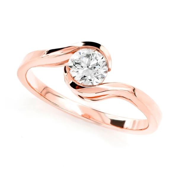 0.25ct Solitaire Round Diamond Bypass Engagement Ring 14k Solid Gold - All Natural 