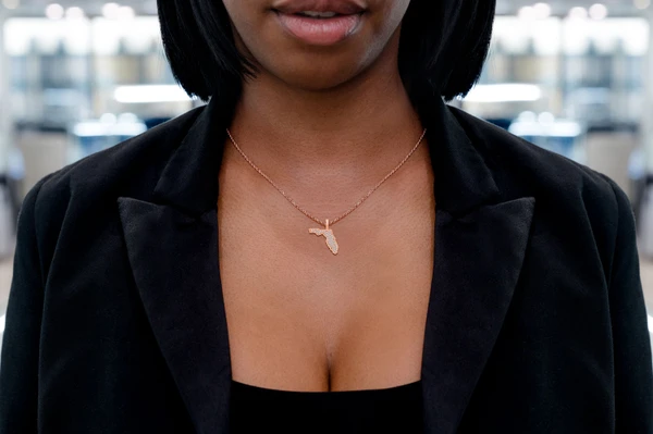 Florida State Diamond Pendant 14k Solid Gold 0.20ctw