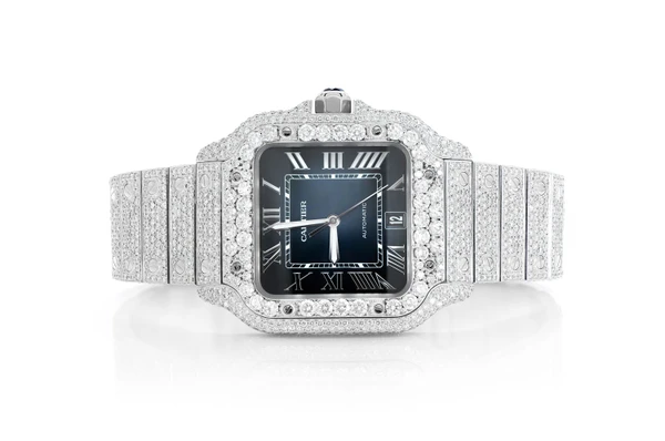 Cartier Santos De Cartier Steel 40MM (4072) - 20.50ctw Fully Iced Out