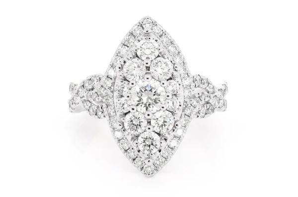 Marquise Mosaic Diamond Ring 14k Solid Gold 2.00ctw