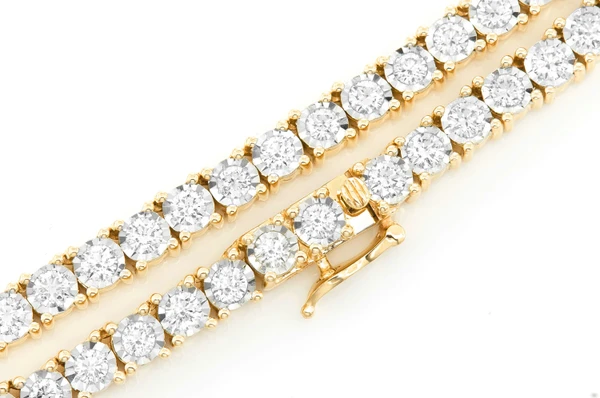 9pt Miracle Set Diamond Tennis Necklace 14k Solid Gold 10.00ctw