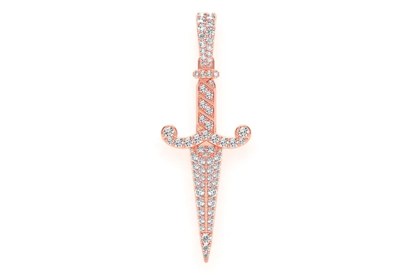 Dagger Diamond Pendant 14k Solid Gold 1.50ctw