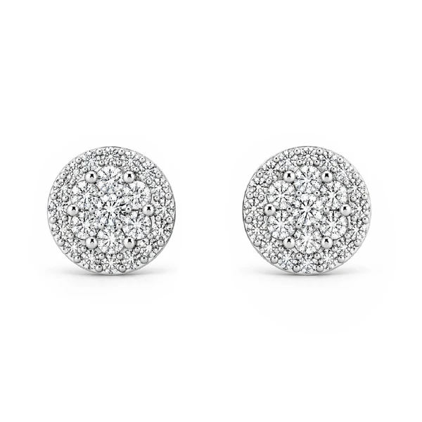 Halo Flower Stud Earrings 14k   1.00ctw