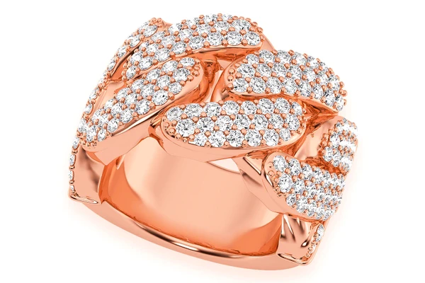 Super Miami Cuban Diamond Ring 14k Solid Gold 2.50ctw