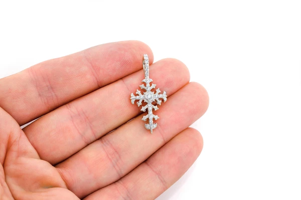 Filigree Cross Diamond Pendant 14k Solid Gold 0.50ctw