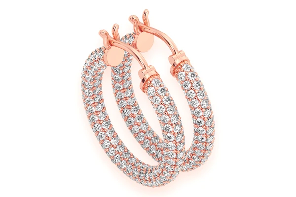 Bubbly Eternity Hoop Diamond Earrings 14k Solid Gold 4.00ctw