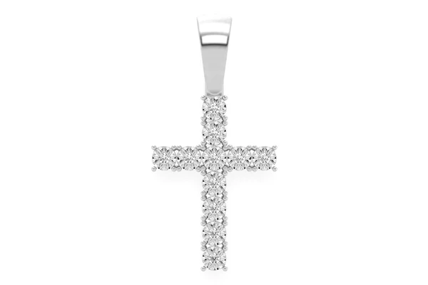 Miracle Set Cross Diamond Pendant 14k Solid Gold 0.15ctw
