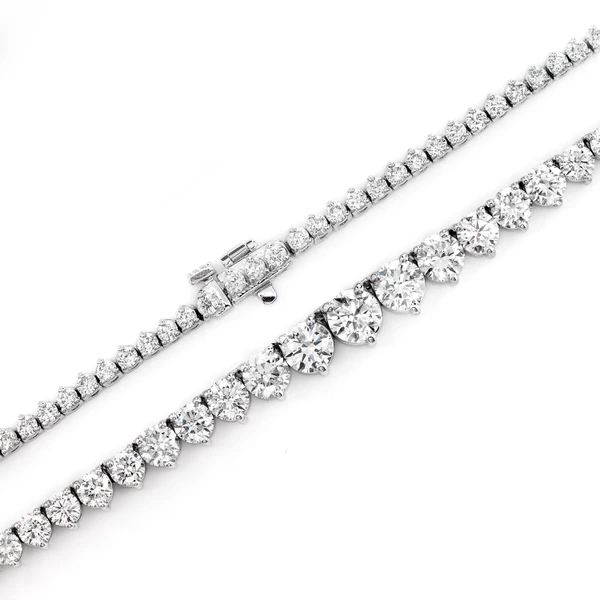 Round Brilliant Diamond Graduated Tennis Necklace Solid Gold 9.45ctw