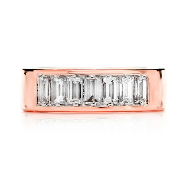 Diamond Baguette Channel Set Band Ring 14k Solid Gold 0.75ctw