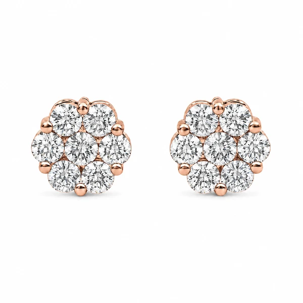 Flower Stud Earrings 14k   1.00ctw
