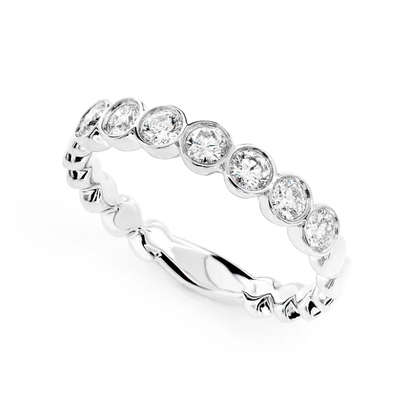 Seven Stone Round Bezel Diamond Band Ring 14k Solid Gold 0.50ctw