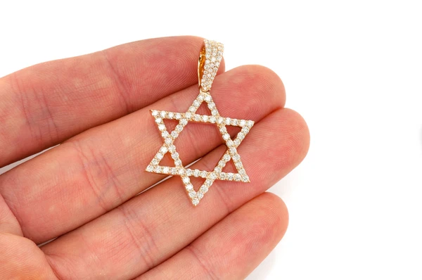 Star Of David Diamond Pendant 14k Solid Gold 1.90ctw