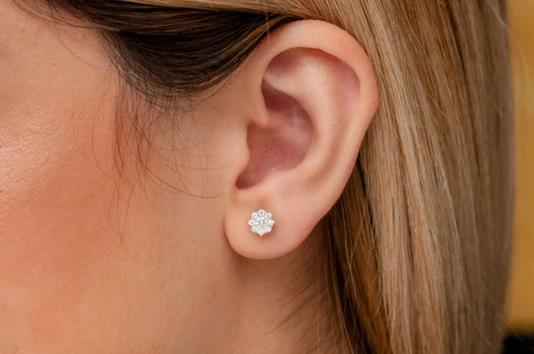 0.75ctw Mosaic Stud Diamond Earrings 14k Solid Gold 