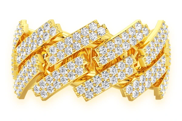 Jagged Miami Cuban Diamond Ring 14k Solid Gold 1.45ctw