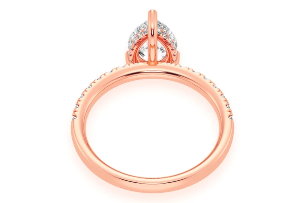 Thinn - 1.50ct Pear Solitaire -one Row Under Halo - Diamond Engagement Ring - All Natural