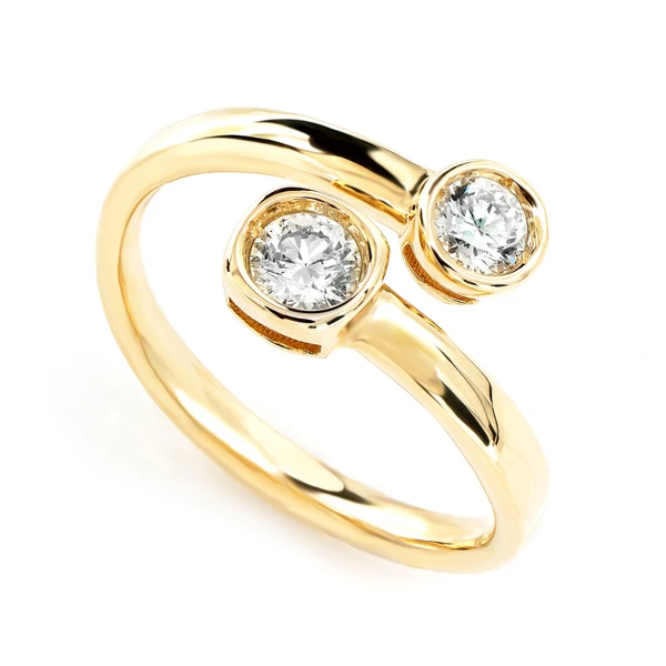 Bypass Bezel Diamond Ring 14k Solid Gold 0.40ctw