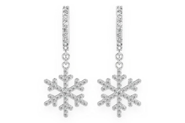 Snowflake Dangling Hoop Diamond Earrings 14k Solid Gold 0.50ctw